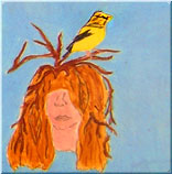 "Goldfinch" tile from a mural in the Astor Home