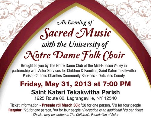 Notre Dame Folk Choir Invite card