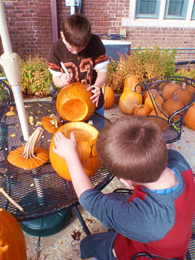 Pumpkin carving at Astor Residential Treatment Center