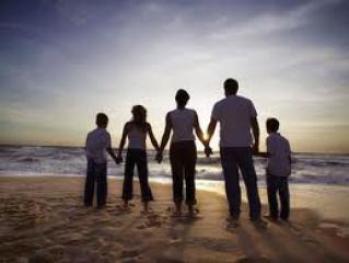 Family on beach