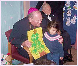 Archbishop Dolan, w/ Lawrence J. Hickey, visiting Astor's Hickey Center for Child Development, Dec. 2009