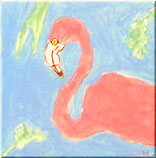 Flamingo tile from a mural in the Astor Home