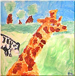 Giraffe tile from a mural in the Astor Home